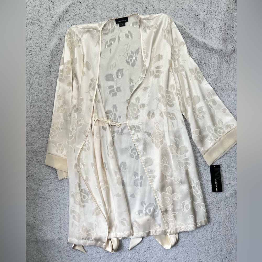NEW Women's Jones of New York Intimates Ivory Floral Night Robe Size L/XL - Picture 7 of 9